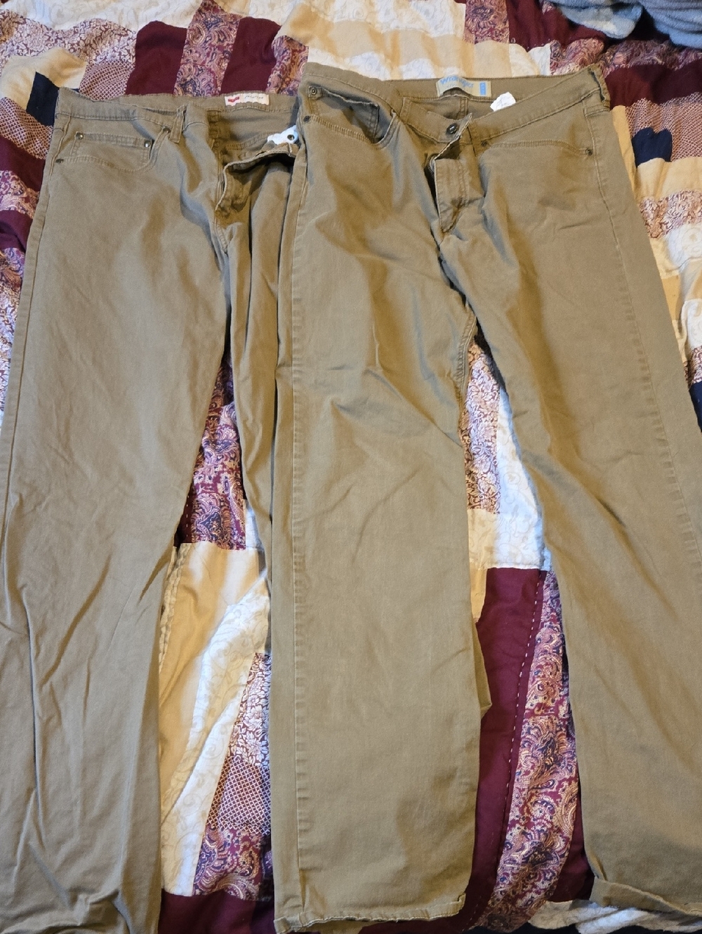 34/34 2 Pair Men's Casual Straight-Leg Pants in Brown